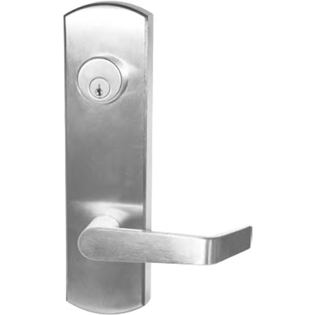 INOX Exit Device, Night latch Escutcheon Trim, Satin Chrome w/MicroArmor EDES07NL-26D-AM